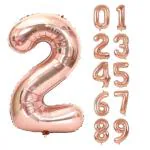 AMFIN 32 inch 2 Number Rose Gold Foil Balloon with Matching Ribbon , Birthday Party Decoration , 2nd Birthday Party Decoration items , Rose Gold 2 Number Balloons , 2 Number Foil Balloons - Rose Gold