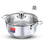 Prestige Glory Stainless Steel Cookware Kadai 22 Cm / 3.5 L With Glass Lid