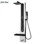 Plantex 304 Grade Stainless Steel Shower Panel for Bathroom/Modern Shower System with Head Shower, Massage Spray Jet and Hand Shower for Bathroom - Chrome & Black Finish (KM-8097)