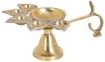 Sai Amrut Golden Metal Panch Aarti Brass Oil Diya And Camphor Burner Lamp 5 Face Diya