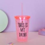 miRim Acrylic Frosty Ice Cup Freezing Gel Tumbler Jar with Straw and Lid for Juice, Beer, Soft Drinks, Water ( Multicolour , 550 ml )