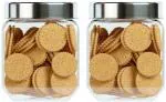 JIGSHTIAL BPA Free and Air Tight Clear Glass Canister Storage Container Jar with Lid 500 ml (pack of 2)