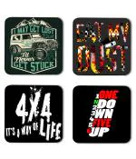 Whats Your Kick Road Trip Eat My Dust Quotes Printed Set of 4 Coaster With Metal Stand