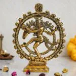 Webelkart Premium Gold Plated Lord Shiva Dancing Natraj/Nataraja Statue Handcrafted Sculpture for Home and Puja Decor| nataraj Statue for Home|(9.5 Inches, Gold, 560 Grams)(Aluminium)