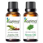 KAZIMA Jojoba Oil And Neem Oil Scars, Wrinkles And Hair Growth, 15 ml Each (Combo Of 2)