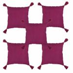 Riara Luxury Fabric Cotton Honeycomb Solid Decorative Cushion Covers Set of 5 (16 x 16)
