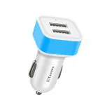 TP TROOPS Dual Port Car Charger, 20W Quick Charging, 2.4A, Dual USB Port Output, Fast Charge, Smart IC Protection, Compatible with All Smartphone-Blue