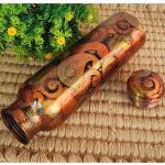 Indian Art Villa Multicolor Paisley Printed Lacquered Copper Water Bottle 1 L