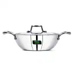Next Future 5-Star, 3.7 Litre, TRIPLY Stainless Steel Deep Kadai for Cooking with Lid (28 cm Dia, 1.96 Kgs) | Triply Cookware | 2 Year Warranty | Induction & Gas Base | Serves 3-4 People
