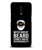 Bhaicover OnePlus 6T Black and White Great Beard Quotes Mobile Back Case Cover