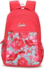 Genie Valentine Medium 27 L Laptop Backpack, School Backpack, Water Resistant, Pink