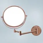 Plantex Two Sided 360 Degree Swivel Rose Gold Round Stainless Steel and Glass Wall Mounted Vanity Mirror - 8 inch