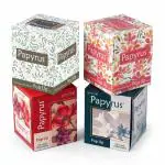 Papyrus Face Tissue Box | Tissue Box For Home | Facial Tissue Paper | Car Tissue Box | Ultra Soft, Highly Absorbent Face Tissue Wipes Skin (100 Pulls 200 Sheets Per Box -Set of 4