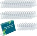 Karp Acrylic Sign Holder L-Shape Acrylic Table Display Label Price Tag Name Card Holder Stands for School Office Counter Restaurants Supermarket Store Shop (04X2.5 Inch - 50Pcs)