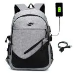  Laptop Backpack With Usb Charging Port, Water Resistant with College Computer Bag for Men & Women (Grey)