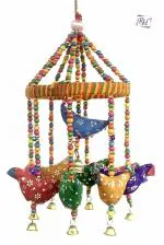 Rastogi Handicrafts Fabric Handmade Hanging Ornament (with cord: 50 cm, without cord: 35 cm, Multi)