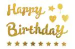 Hippity Hop Golden Happy Birthday Sticker With Small Hearts Stars