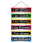 Indianara Multicolor Motivational Quotes MDF Wall Hanging Decorative Wall Art For Living Room, Bedroom, Home Decor, Office, Gift Set of 6