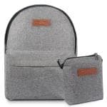 The Clownfish Grey Polyester Unisex Travel Laptop Backpack with Mobile Pouch (set of 2)