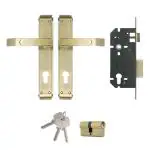Godrej Locks Gloria Brown Antique Brass Door Handle with Lock Set 2C (238 mm)