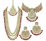 Gyaan Jewels Handmade Gold Plated Alloy Earring and Necklace Set Green Free Size