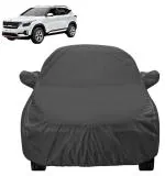 Auto Hub Car Body Cover Compatible for Kia Seltos with Mirror Pocket, Water Resistant, Elastic Bottom, Triple Stitched, 2X2 Grey Matty