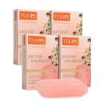 TULIPS Handmade Bathing Bar Soap, New Gemstone Shape (Patchouli & Macadamia, Pack of 4) 125 gm