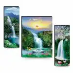 Masstone Waterfall Painting With Frame Vastu | Natural Paintings for Living Room Set of 3 (12x18 Inch) | Wall Scenery for Bedroom, Office, Home Decoration Items | Waterfall Lake Painting