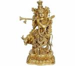 Idol Collections Gold Brass Bhagawan Shri Krishna Murti Statue, New Year Diary Executive Office 2023, 25 X 19 Cm