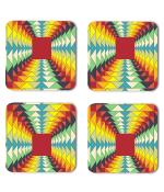 Whats Your Kick Pattern Design Antique 3D Design Printed Set of 4 Coaster With Metal Stand