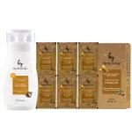 Herbs & Pure Golden Glow Facial Kit For Instant Shine,| 6 Steps Skin Care/Salon Style Glow Set |& Skin Nourishing Body Lotion Spf 20 for 8h moisture lock, Free Magic Sheet Mask and Disposable Head Cap|Unisex All Skin Type , 260 Gm - Pack Of 2