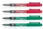 Pilot V Sign Pen | Tip Size - 2 MM | Fiber Soft Tip | Ink Colour - 3 Red and 3 Green | Pack of 6