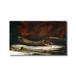 Tamatina Multicolor Realism Art Hound And Hunter By Winslow Homer Canvas Painting - 24X16 Inch