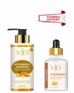 MD COSMETIC Vitamin C & Gold Face Wash 100ml And Vitamin C Face Serum 50ml For Men & Women (Pack of 2)