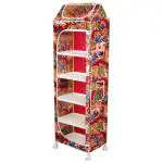 Little Ones Jungle Red Plastic Shelves Foldable Baby Storage Box With 6 Shelves