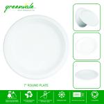 GREENVALE 7 Inch Disposable Plates | Sugarcane Paper Plates, Biodegradable | for Party, Birthday, Wedding, for Serving Dinner, Round Plate 176 mm Pack of 50 Plates