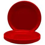 Jaycee Microwave Safe and Unbreakable Red Round Plastic Dinner Plate - 11 inch (pack of 6)