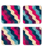 Whats Your Kick Vector Pattern Painting Abstract Pink Blue Pattern Design Printed Set of 4 Coaster With Metal Stand