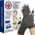 DOCTOR ARTHRITIS Open Fingers Compression Gloves Joint Pain Relief Finger Support (Grey) (SMALL) Gym & Fitness Gloves (Grey)
