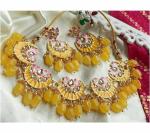Gyaan Jewels Handmade Gold Plated Brass Earring and Necklace Set Yellow (Women, Girls) Free Size