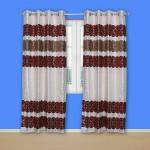 Parda Online Maroon and Brown Jacquard Panel Eyelet Art Window Curtain 7ft, (Pack of 2)
