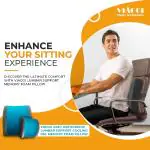 VIAGGI Orthopedic Lumbar Support Cooling Gel Memory Foam Pillow, Relief for Lower Back Pain, Sciatica Pain Relief - Ideal Backrest Pillow for Computer/Office Chair, Car Seat - Grey