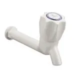 CUROVIT POLO PVC LONG NOSE Tap Quarter Turn White Plastic Fitting for Bathroom & Kitchen 15mm (1/2