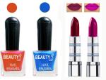 OUR BEAUTY Perfect Combo Of Velvet Matte Lipsticks Ultra Shine Nail Polish (Set Of 4)