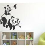 WOLPEP Multicolor Vinyl Funny Panda with Butterfly Wall Sticker