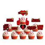 Zyozique Happy Anniversary Cupcake Toppers - Anniversary Party Cake Decorations (Pack Of 10)