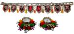Saugat Traders Wooden Decorative Shubh Labh Tealight Candle Holders Door Hanging Bandarwal Toran