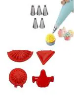 BLUE WONDER Cake Decorating 6 Pcs Nozzle with 4 Pcs Solid Plastic Sancha Set and (Multicolour, Pack of 2)