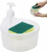 Kellsie Soap Dispenser and Scrubber Holder Cleaning Liquid Container for Hotel Dorms Round Shape |Home & Garden | Bath | Soap Dishes & Dispensers