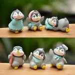 SATYAM KRAFT 1 Set Cute Penguin Figurines Miniature Multiuse as Decorations, Cake Topper, Toys, Showpieces, Table Topper, Gift Item (1 Set, Multicolor) (6 Pieces Penguin)